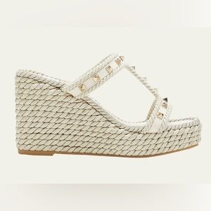 Valentino Garavani Metallic T-Strap Espadrille Sandals